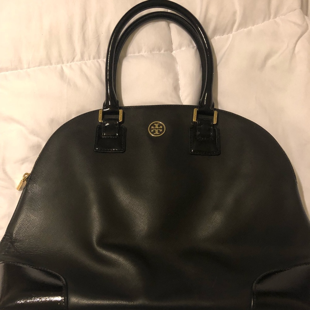 Tory Burch Black Satchel with Gold Hardware